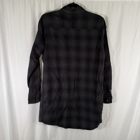 Obey Plaid Dress Women's Medium Black Plaid Button Up Long Sleeve 100% Cotton - Picture 8 of 10